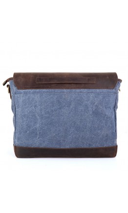 Большая синяя мужская сумка на плечо кожа+ткань Tarwa RK-1809-4lx