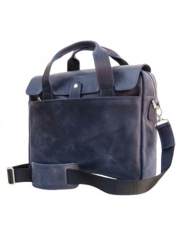 Синяя мужская кожаная сумка для ноутбука винтажная RKK-1812-4lx