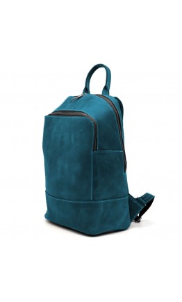 Голубой кожаный женский рюкзак из винтажной кожи Tarwa RKsky-2008-3md