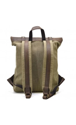 Вместительный рюкзак из комбинации натуральной кожи и ткани TARWA ROc-5191-3md