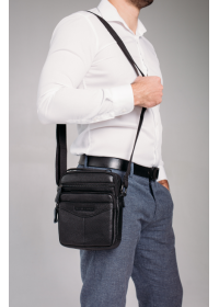 Черная сумка - барсетка кожаная Allan Marco RR-9055A