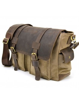 Мужская коричневая сумка на плечо из кожи и канваса Tarwa RSc-6690-4lx