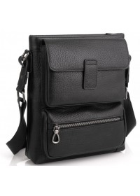 Черная кожаная мужская сумка на плечо Tavinchi S-009A