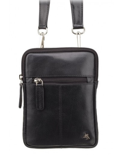 Фотография Маленькая кожаная черная мужская сумка Visconti S10 Remi (Black)