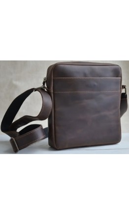 Коричневая кожаная мужская сумка на плечо - планшет 7229902-SGE
