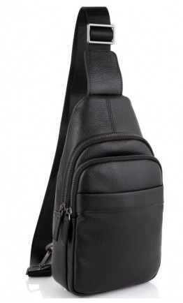 Черная сумка кожаная слинг Tiding Bag SM8-015A