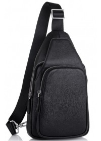 Слинг кожаный мужской черный Tiding Bag SM8-681A