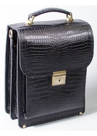 Мужская кожаная сумка черная формата А4 Manufatto spb2-crocoblack