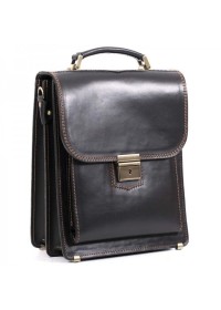 Черная кожаная мужская сумка-барсетка с коричневой нитью Manufatto spb2-glbr