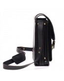 Фотография Черная кожаная сумка на плечо с коричневой ниткой Manufatto spb3-blackbr