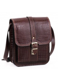 Мужская коричневая сумка на плечо Manufatto spb3-brown-croco