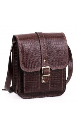 Мужская коричневая сумка на плечо Manufatto spb3-brown-croco