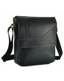 Фотография Черная мужская сумка на плечо из плотной кожи t0032A