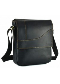 Черная мужская сумка на плечо из плотной кожи t0032A