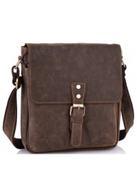 Кожаная мужская коричневая сумка на плечо Tiding Bag t0047