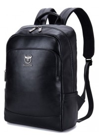 Рюкзак черный мужской кожаный Bull T0330