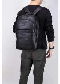 Черный рюкзак мужской кожаный Bull T0334