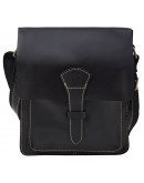 Фотография Кожаная мужская черная сумка на плечо T1112A