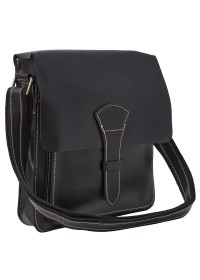 Кожаная мужская черная сумка на плечо T1112A