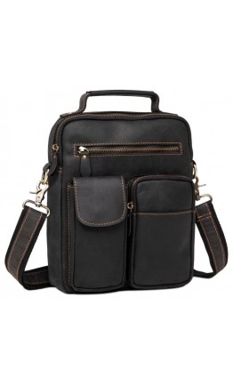 Кожаная мужская черная деловая сумка t1171A