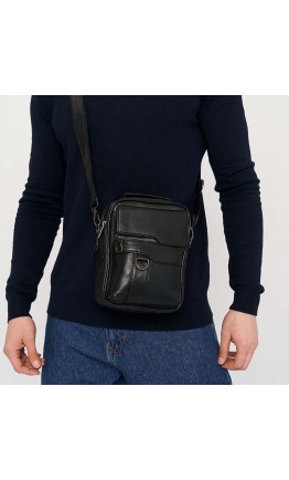 Черная кожаная мужская сумка - барсетка Ricco Grande T1DLUX-black