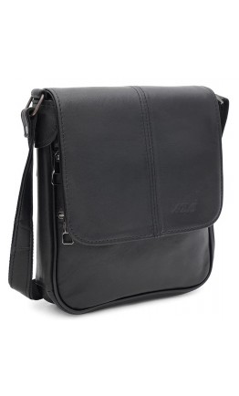 Черная кожаная мужская сумка на плечо Ricco Grande T1t0033bl-black