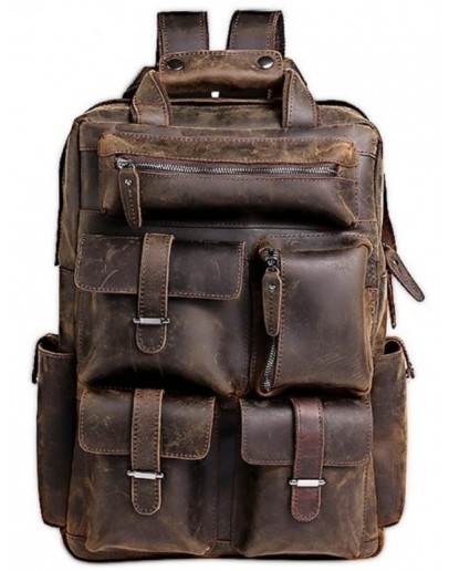 Фотография Коричневый винтажный кожаный мужской рюкзак t3081DB