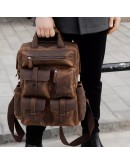 Фотография Коричневый винтажный кожаный мужской рюкзак t3081DB