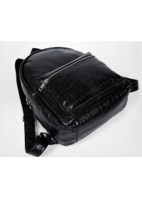 Кожаный черный небольшой мужской рюкзак t3124
