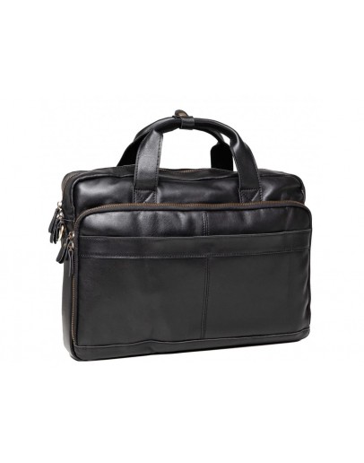 Фотография Черная кожаная мужская деловая сумка Tiding Bag t50011