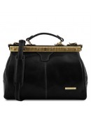 Фотография Кожаная черная сумка - саквояж Tuscany Leather MICHELANGELO TL10038 black