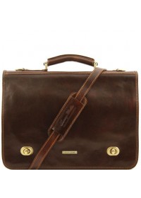 Кожаный темно-коричневый мужской портфель Tuscany Leather SIENA TL10054 darkbrown