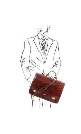 Кожаный темно-коричневый мужской портфель Tuscany Leather SIENA TL10054 darkbrown