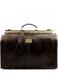 Кожаная сумка саквояж большого размера темно-коричневая Madrid Tuscany Leather TL1022 bbrown