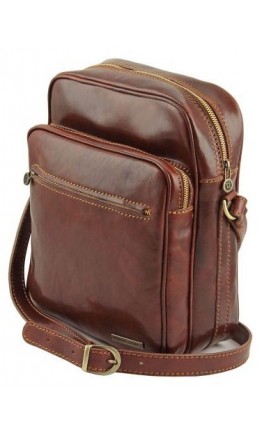 Коричневая вместительная мужская сумка на плечо Tuscany Leather Oscar TL140680