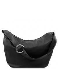 Женская вместительная черная кожаная сумка Tuscany Leather Yvette TL140900