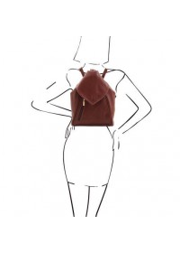 Кожаный женский темно-коричневый рюкзак Tuscany Leather Delhi TL140962 bbrown