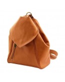 Фотография Кожаный женский коньячного цвета рюкзак Tuscany Leather Delhi TL140962 con