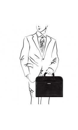 Мужская тонкая сумка портфель Tuscany Leather Sorrento TL141022 black