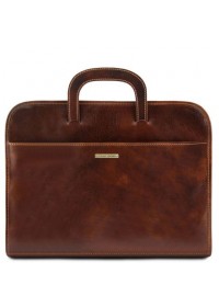 Мужской тонкий коричневый портфель Tuscany Leather Sorrento TL141022 brown