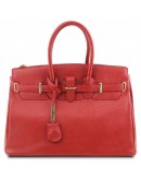 Фотография Кожаная красная женская вместительная сумка Tuscany Leather TL141529 lipstick red