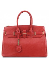 Кожаная красная женская вместительная сумка Tuscany Leather TL141529 lipstick red