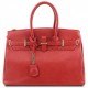 Кожаная красная женская вместительная сумка Tuscany Leather TL141529 lipstick red