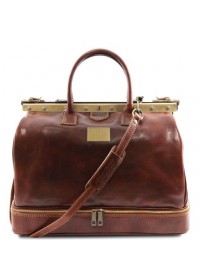 Кожаная коричневая деловая сумка саквояж Tuscany Leather Barcelona TL141185 brown