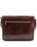 Фотография Темно-коричнвая большая фирменная мужская сумка Tuscany Leather TL141254 brownb