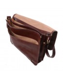 Фотография Темно-коричнвая большая фирменная мужская сумка Tuscany Leather TL141254 brownb