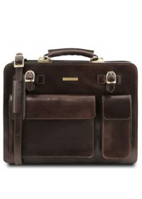 Кожаный темно-коричневый мужской портфель Tuscany Leather Venezia TL141268 bbrown