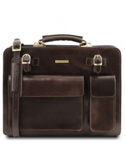 Фотография Кожаный темно-коричневый мужской портфель Tuscany Leather Venezia TL141268 bbrown