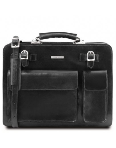 Фотография Кожаный черный мужской портфель Tuscany Leather Venezia TL141268 black
