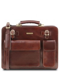 Мужской коричневый фирменный оригинальный портфель Tuscany Leather Venezia TL141268 brown